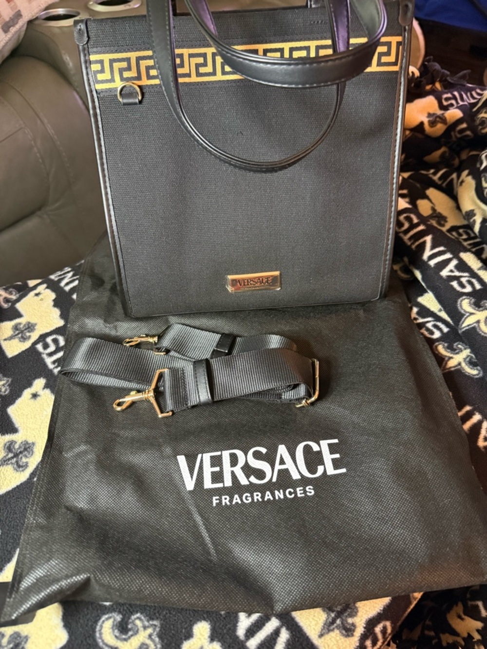 ✨ Pristine Versace Fragrances Limited Edition Canvas Tote & Crossbody